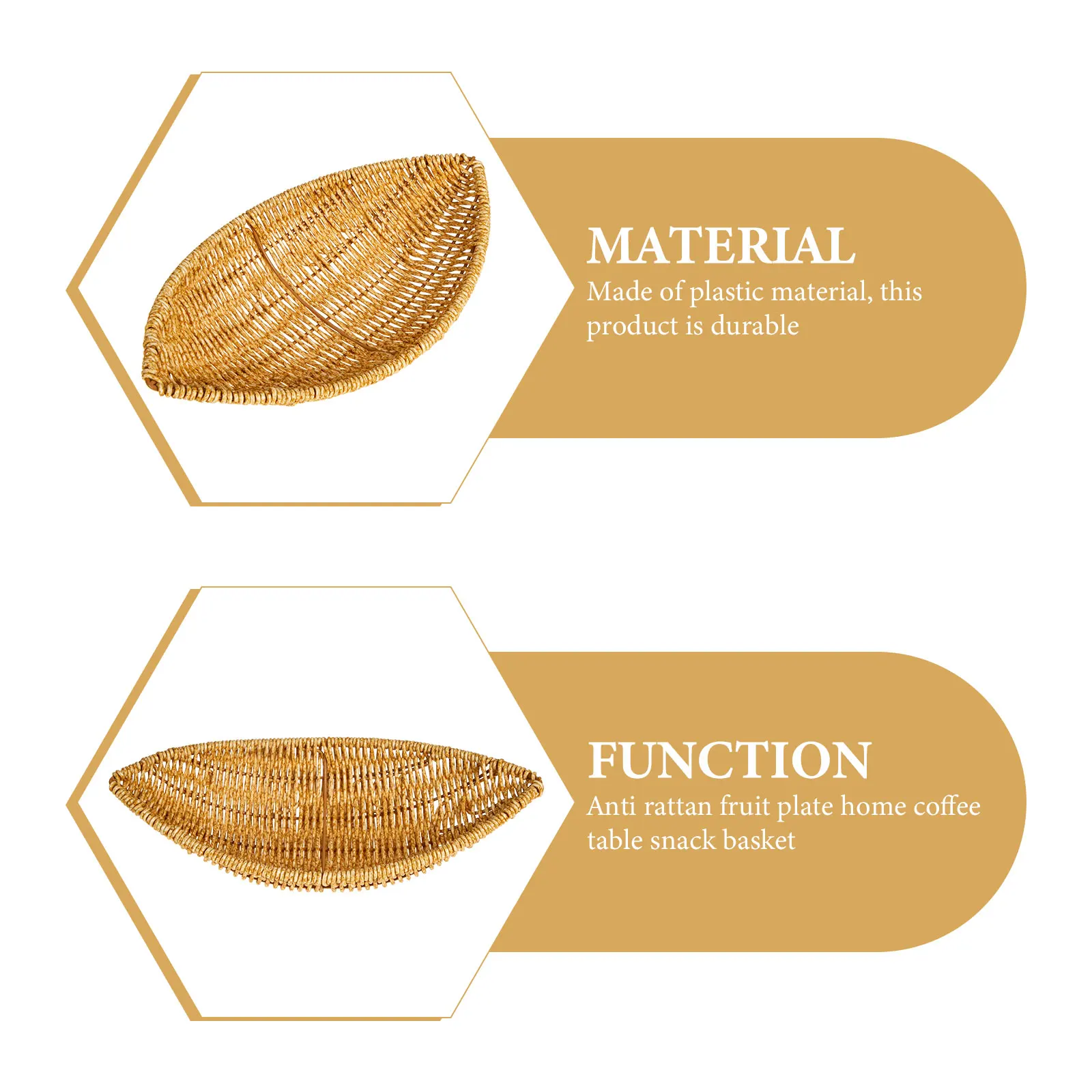 

Imitation Rattan Fruit Basket Multi-Function Storage Tray Household Woven Decorative Basket Delicate Food Organizer Natural