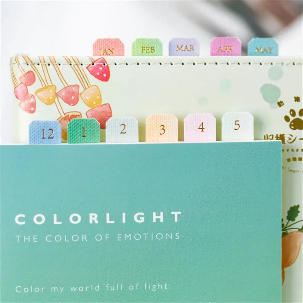 10Sheets Bookmark Sticker Gradient Color Index Kawaii Learning Tool Daily Plan Label Note Marker Number Classification Marker JL