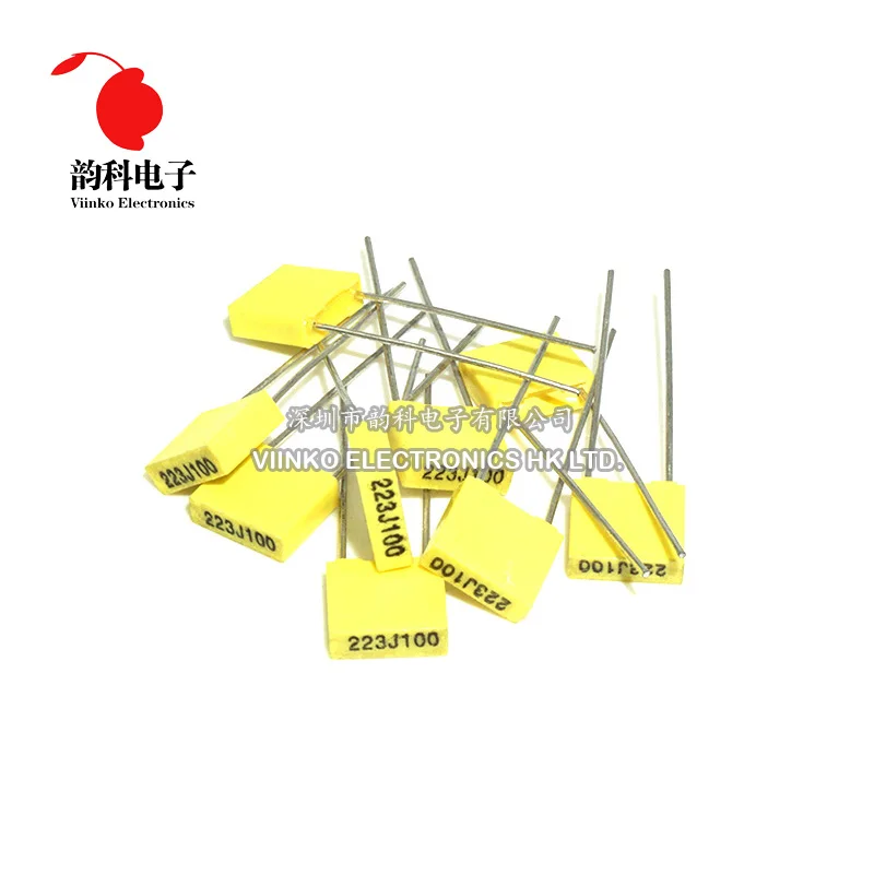 100 Uds película plástica de seguridad de polipropileno 100V 1nF ~ 470nF 100nf 220nf 10nf 47nf 22nf 1nf 0,47 uf 0,1 uf condensador de corrección