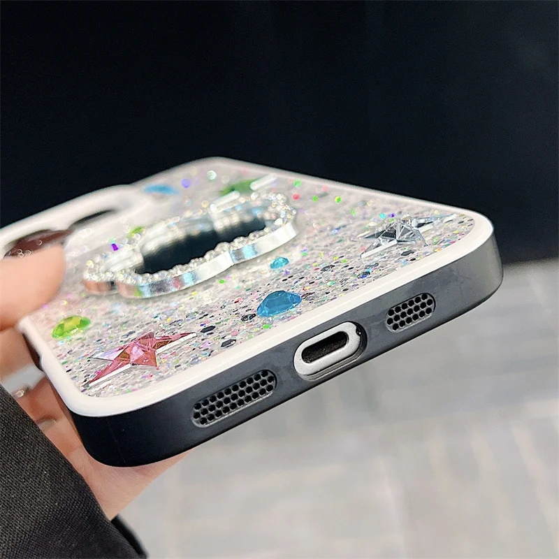 Cute Diamond Bow Mickey Minnie Mirror Bling Glitte Phone Case For iPhone 11 12 13 14 15 16 Pro Max Love Heart Bling Mirror Cover