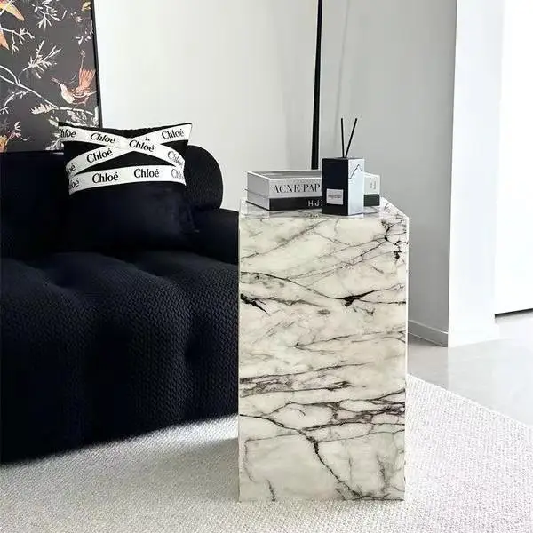 Acrylic Marble Pattern Coffee Table Sculpture Bases Beside Acrylic Sofa Table Bedside Table Decorate Showcase Small Square Table