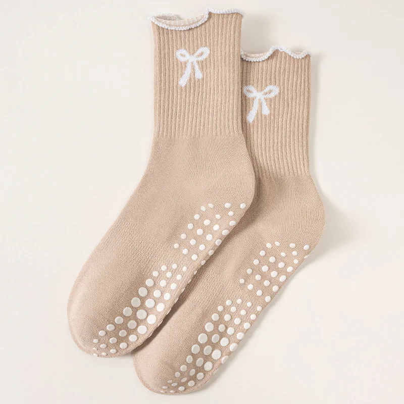 

Женские нескользящие носки для йоги — спортивные носки с бантом в горошек, подходят для занятий пилатесом, повседневной носки, идеальный подарок для женщин и мам.