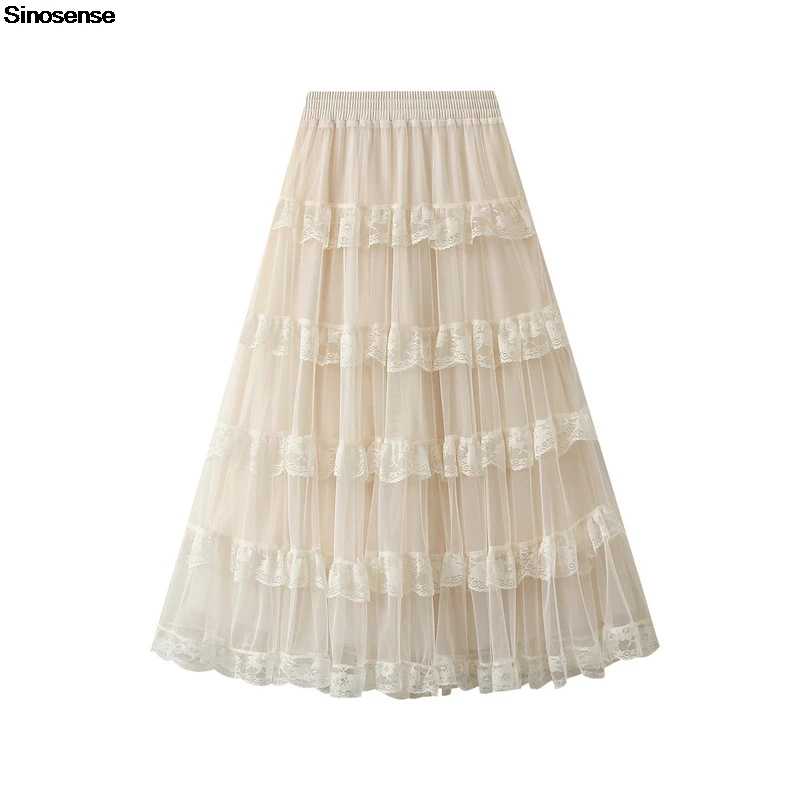 

Women's Double-Layered Mesh Midi Skirt High Waisted A Line Fairy Skirts Casual Daily Wear Cocktail Party Tulle Tutu Skirts