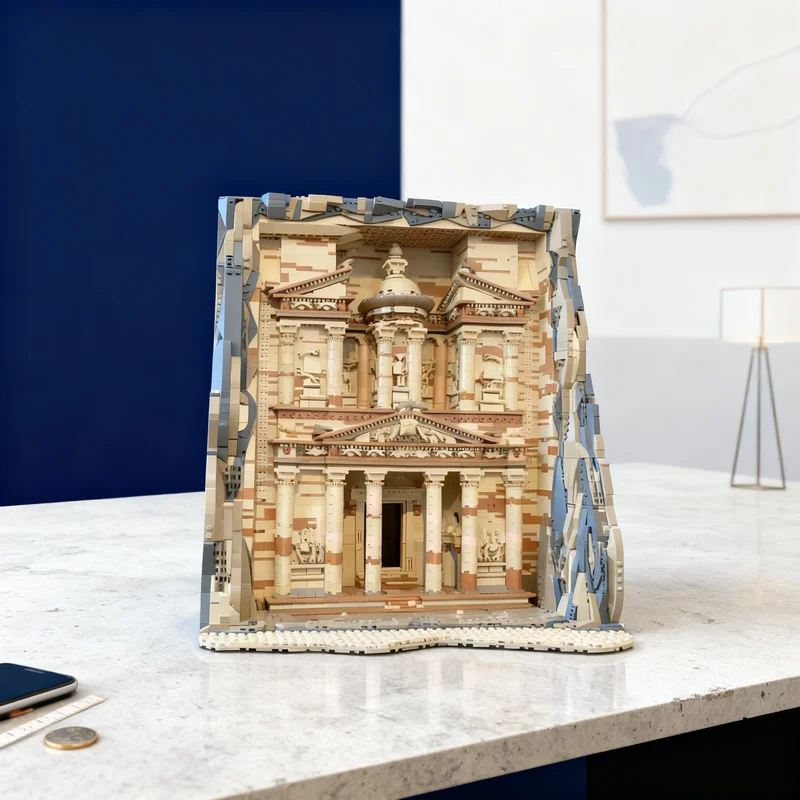 

4901 деталь MOC: Архитектурная модель Сокровищницы Петры, конструктор, креативный подарок, DIY-набор для демонстрации, премиум-класс для взрослых и детей, для дома и рабочего стола