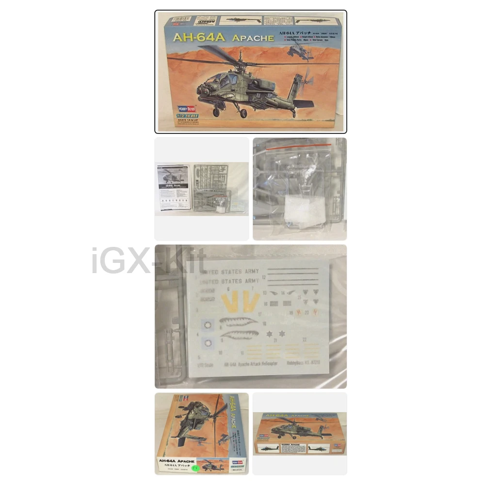 HobbyBoss 87218 1/72 AH-64A Apache USA Army Israel Helicopter Fighter Military Gift Plastic Assembly Model  Building Kit