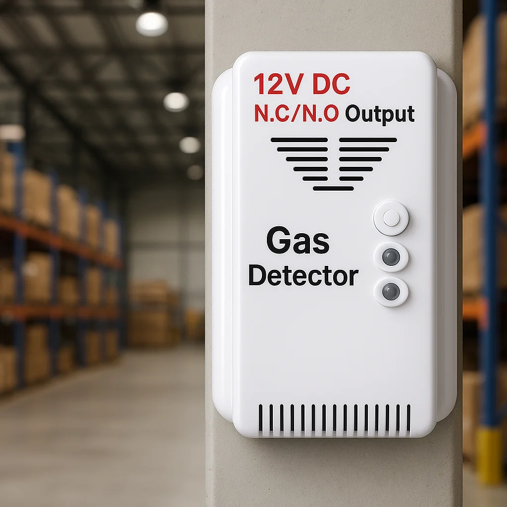 12V Combustible Gas Leak Detector with Relay Output, 85dB Alarm, Auto Reset, High-Stability Sensor for Home Kitchen Factory Ware