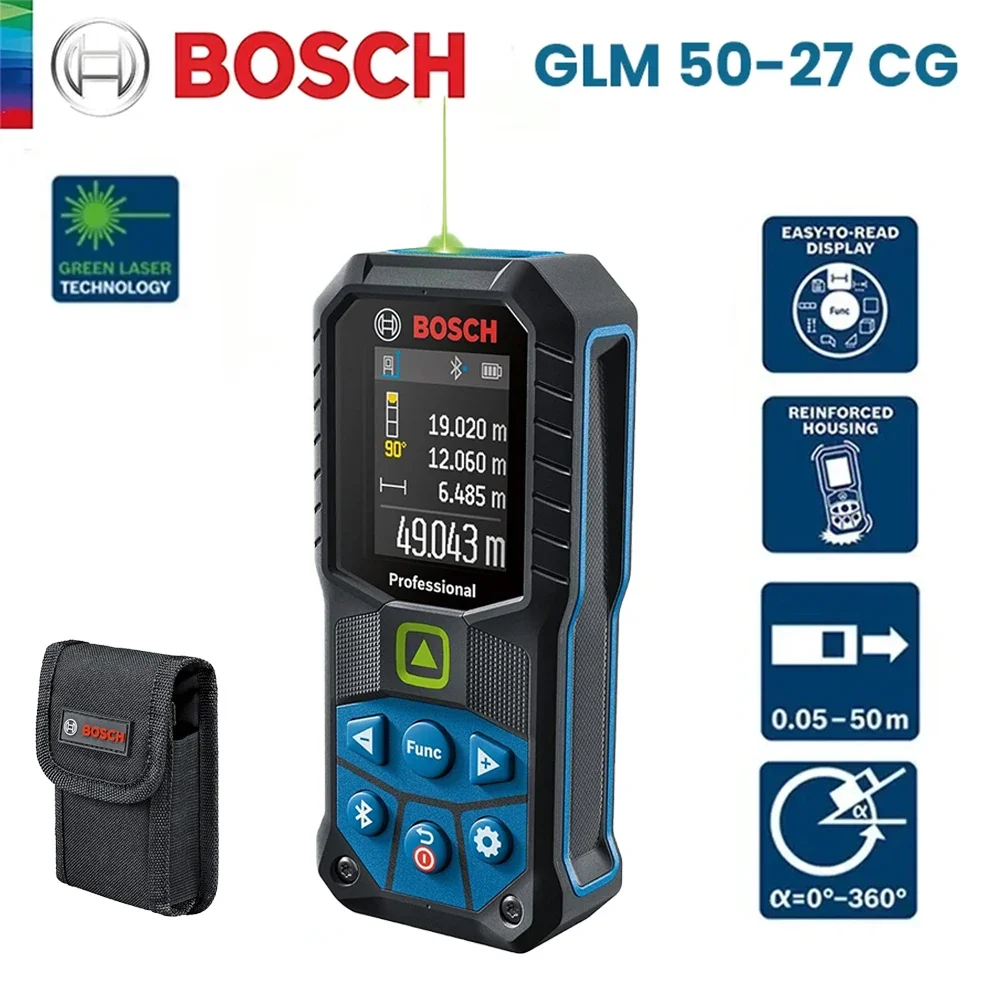 Bosch 50M dalmierz laserowy GLM 50-27 CG zielony laserowy miernik taśmowy BT pilot wielofunkcyjne narzędzie do pomiaru kąta i pomiaru odległości