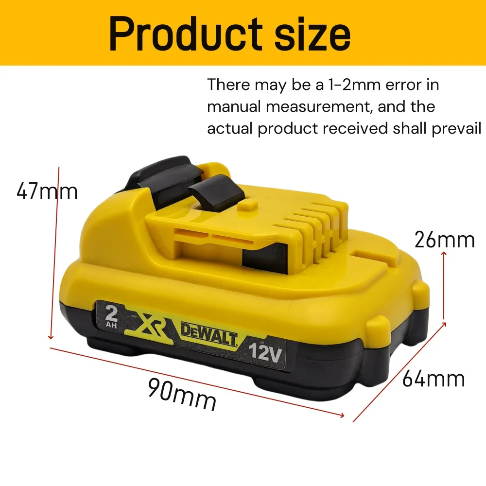 12V battery, 2.0Ah  DEWALT lithium-ion battery, dewalt ,DCB123, DCB125, DCB124, DCB122, DCD710 power tool battery view 4