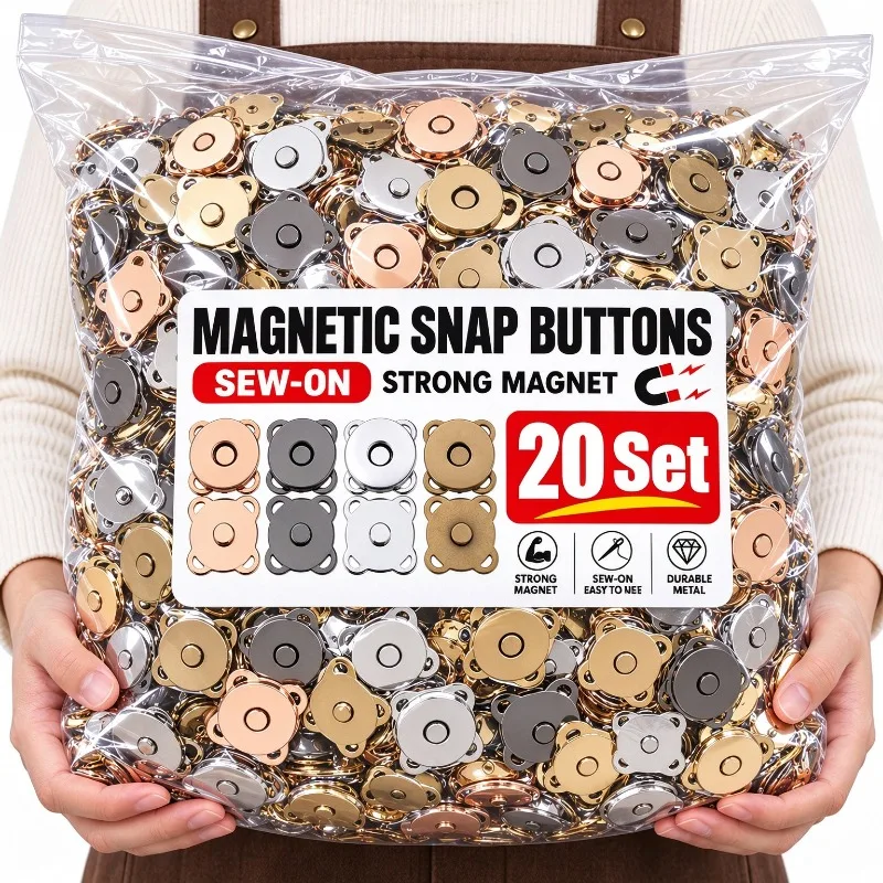 1-20sets 14mm 18mm Square Magnetic Snap Fasteners Clasps Button Handbag Purse Wallet Craft Bags Parts Accessories