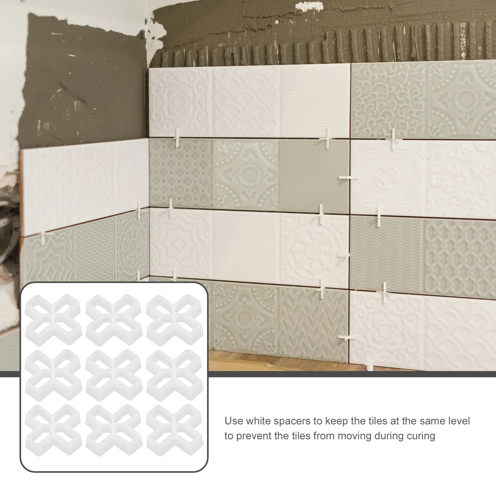 

100Pcs Tile Spacer Cross Leveling System Durable PVC Material for Flooring Wall Tiles 10mm Grout Spacers Tile Spacers