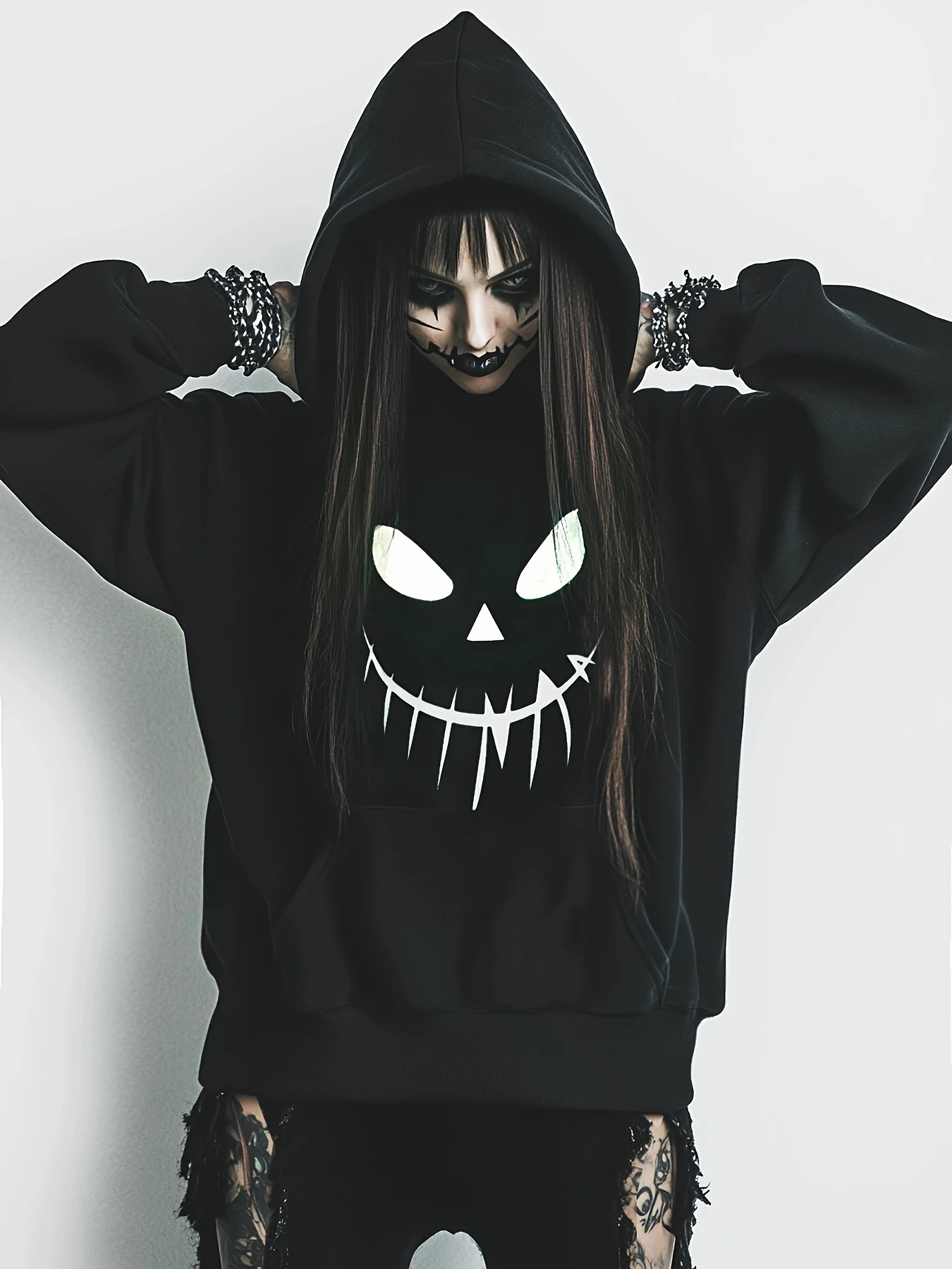 Fashion Street Night - Fashion Color-changing Pattern Sweatshirt, White Print,