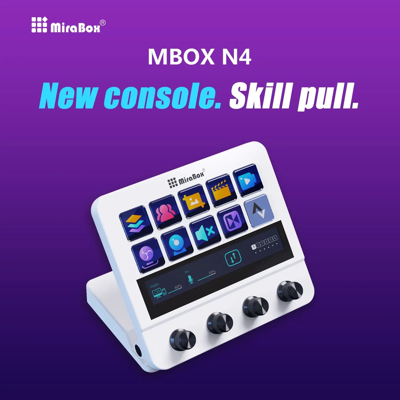 Visual Custom Macro Keyboard Mirabox N4 with 10 Keys Four Knobs