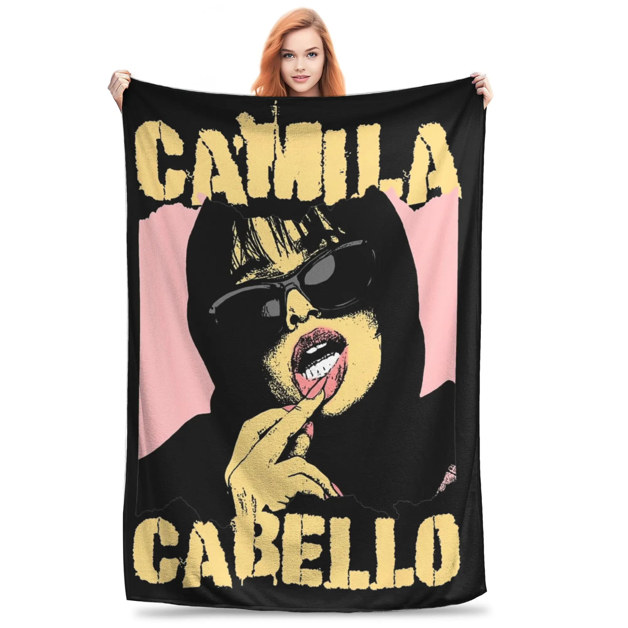 Camila Cabello Retro Yello Shameless Flannel Blanket XOXO Novelty Throw Blankets for  Sofa Bedding Lounge 125*100cm Rug Piece