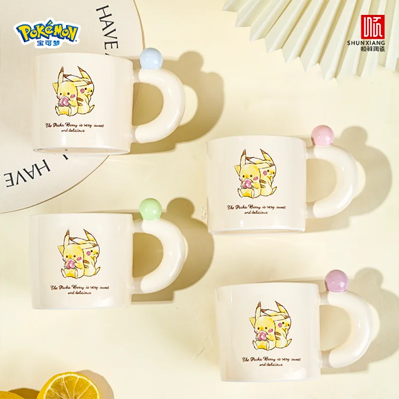 SHUNXIANG Pokémon 310ML Ceramic Coffee Cup Cartoon Pikachu Mug with Creative Handle Home Breakfast Milk Oat Drinkware for Childs