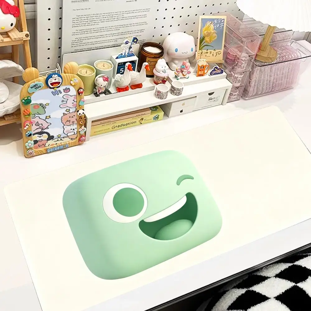 Light grey bubble cube big smile mousepad cute healing cartoon art mat for study office keyboard