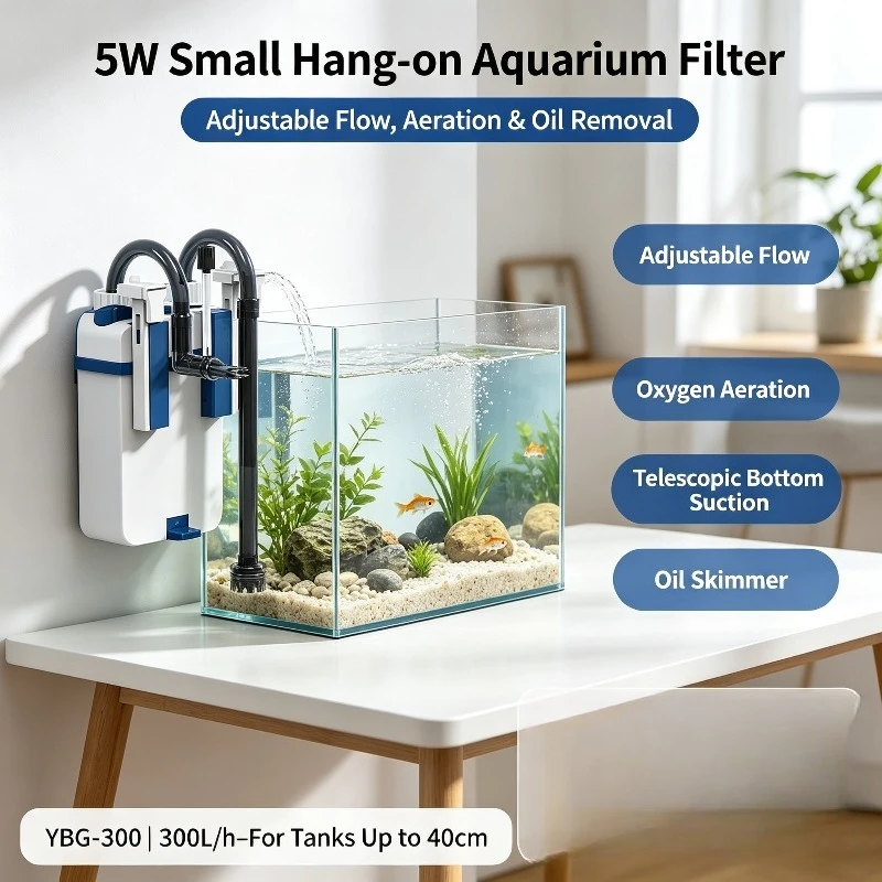 XBL Wall Mounted Aquarium Filter External Hang On Fish Tank Water Filtration System