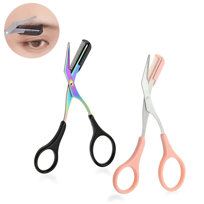 Heallor Eyebrow Trimmer Scissor with Comb Facial Hair Removal Makeup Tool Grooming Shaping Shaver Cosmetic Accessory Eyelash Hai