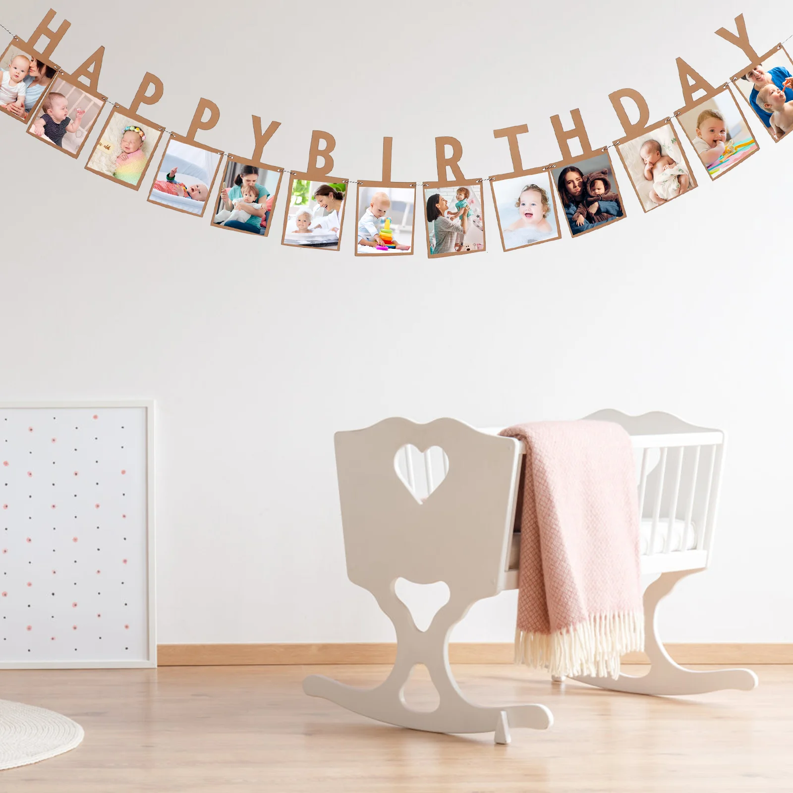 The Banner Bunting Child Flower Garland Decorations Happy Birthday 12 Months Picture Display Photo