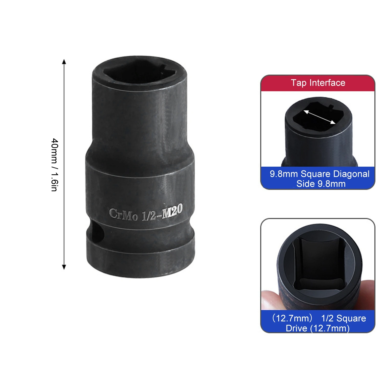 Tap Sockets Cr Molybdenum Steel 1/2 Inch Drive  Socket Set for Electric Pneumatic Hand Wrench Tap Socket Set