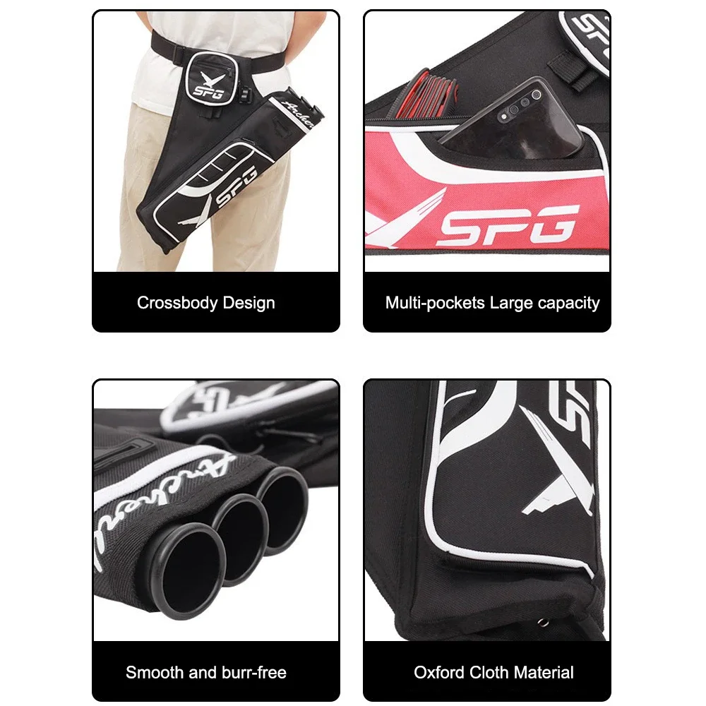 Kantong Anak Panah untuk Memanah, Kantong Pinggang Tahan Lama dengan Sabuk Pinggang yang Dapat Disesuaikan, Tabung Tiga Anak Panah untuk Penyimpanan Anak Panah, Aksesoris untuk Busur Compound dan Busur Recurve