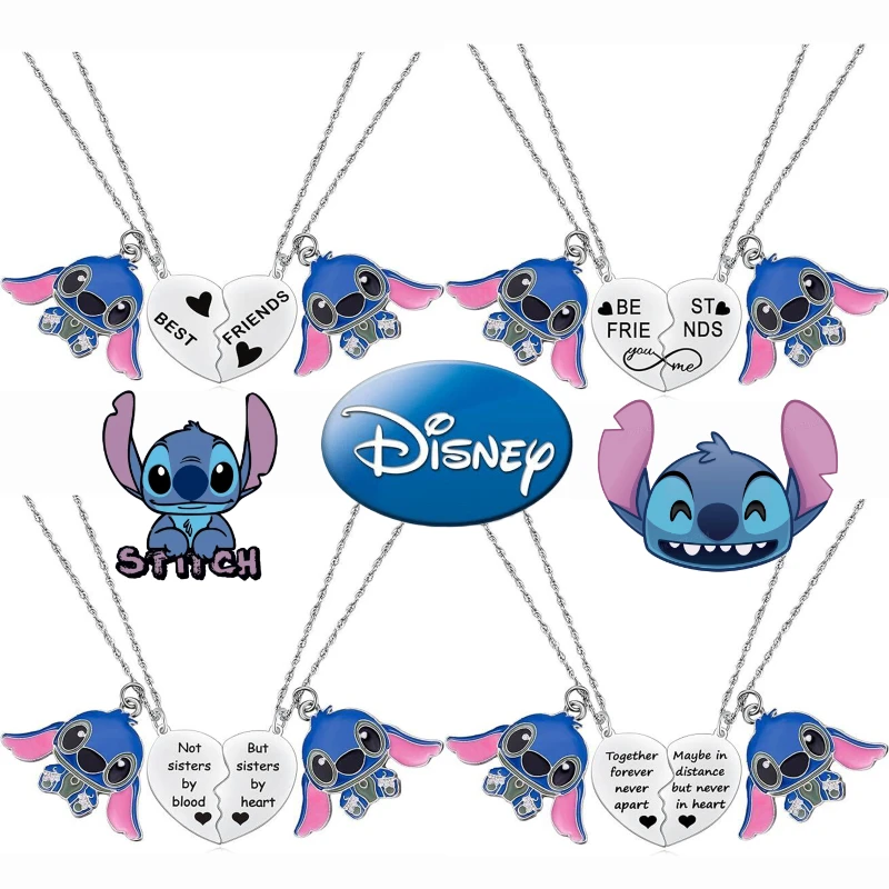 

Disney Anime Film Lilo & Stitch Necklace Cute Cartoon Stitch Enamel Pendant Necklaces For Women Jewellery Best Friends Gifts