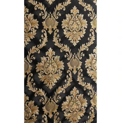 High Grade Black Gold Luxury Embossed Texture Metallic 3D Damask wallpaper for wall Roll washable Vinyl PVC