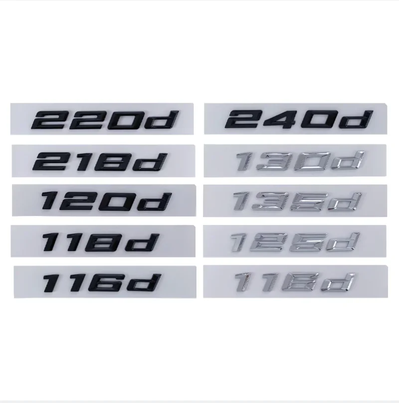 3d ABS Chrome Black Car Letters Sticker For BMW 116d 118d 120d 125d 130d 135d 218d 220d 240d Logo Emblem Badge Decal Accessories