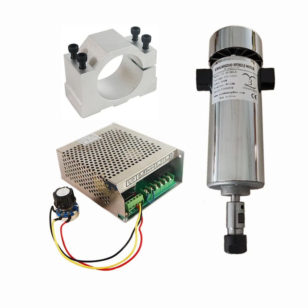 

LY CNC Spindle Motor 800W DC Spindle Motor ER11 ER16 Chuck Diameter 52MM Clamp Power Supply Machine Tool for Engraving Machine