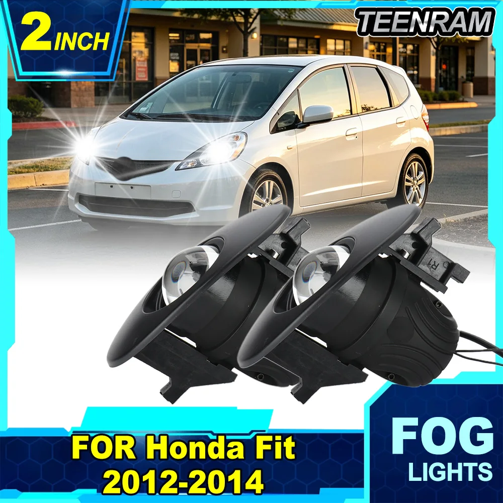 2 inch LED Fog Light Projector Lens Bi-LED Foglamp Hi/Lo Beam 3 Color Switching FOR Honda Fit 2012-2014