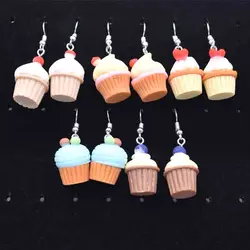 17*23mm Earring For Women Resin Handmade Simulation Cupcakes Cute Charms Drop Earrings Funny Gift