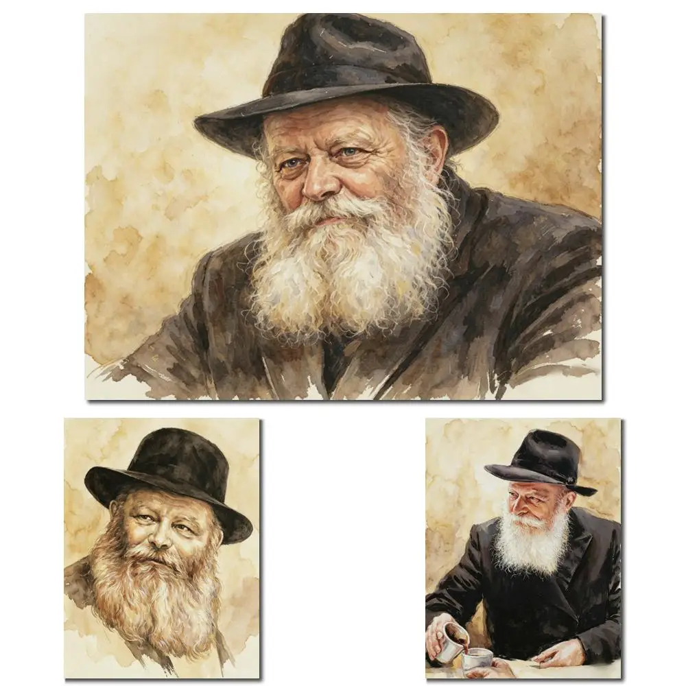 Large Lubavitcher Rebbe Chabad Canvas Print Abstract Jewish Portrait Wall Art Judaica Gift for Living Room Synagogue Home Office