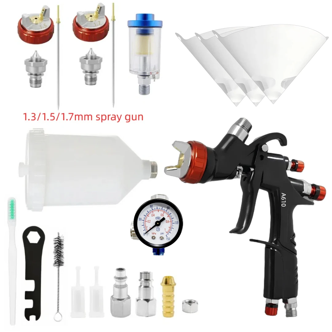 KCNKCN R500 LVLP Комплект пистолета-распылителя A610 Автомобильный пистолет-распылитель 1,3/1,5/1,7 мм Насадки Пистолет-распылитель Профессиональный аэрограф для автомобиля