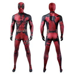Red Mouth Hero Costume Unisex Halloween Themed Party Cosplay Full Body Suit with Removable Mask