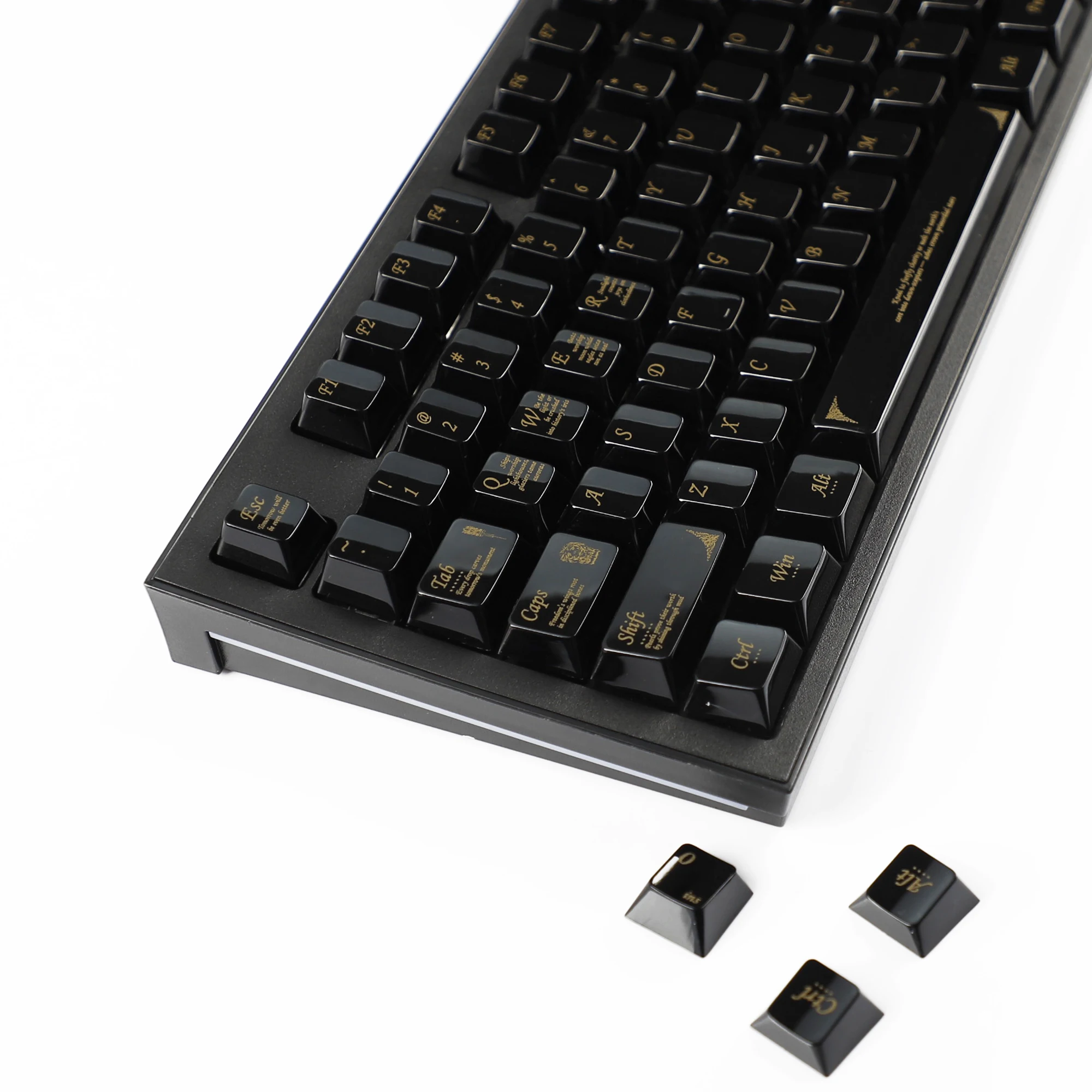 YMDK أبيض أسود سيراميك يشعر 115 مفتاح الكرز الشخصي PC رذاذ الطلاء أغطية المفاتيح للوحة المفاتيح الميكانيكية 61/64/68/87/100/104/108 MX