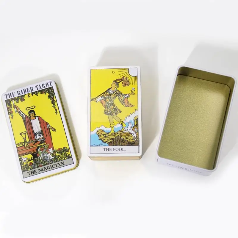 Rider Waite Tarot Deck in A Tin Box Gilded Edge for Fortune Telling Game Card Divination Fate Forecasting Tarot Cards