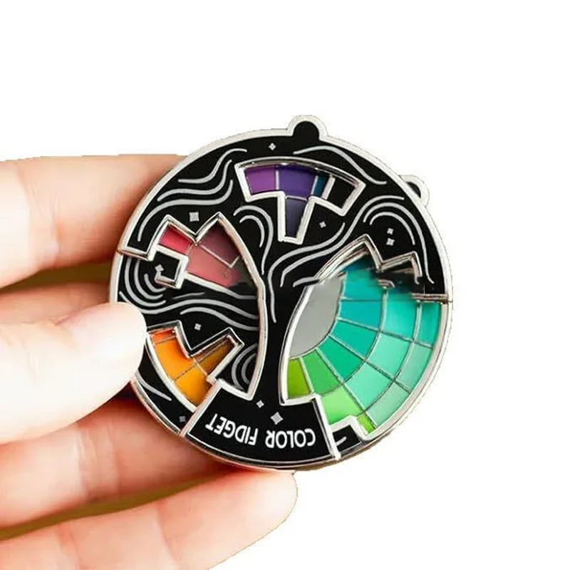 

Color Fidget Enamel Pin Metal Color Fidget Wheel Keychain Multifunctional Magnetic Refrigerator Sticker Backpack Pendant Badge