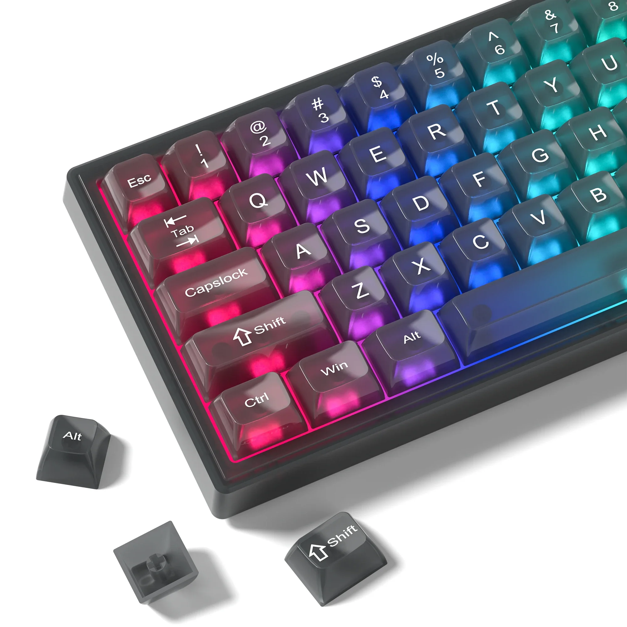 

115 Keys Grey Fog Transparent Clear Keycaps Crystal PC Keycap RGB Shine Through Key cap MDA Profile for MX Switch Keyboard