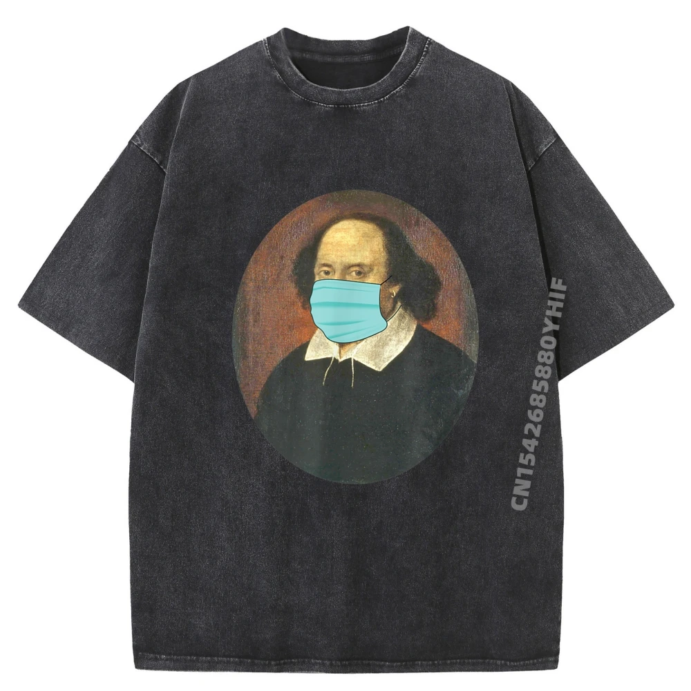 

Новейшая маска для лица Уильяма Шекспира, футболка Vaccination, мужские топы и футболки, футболки с рисунком, стираная одежда в стиле ретро