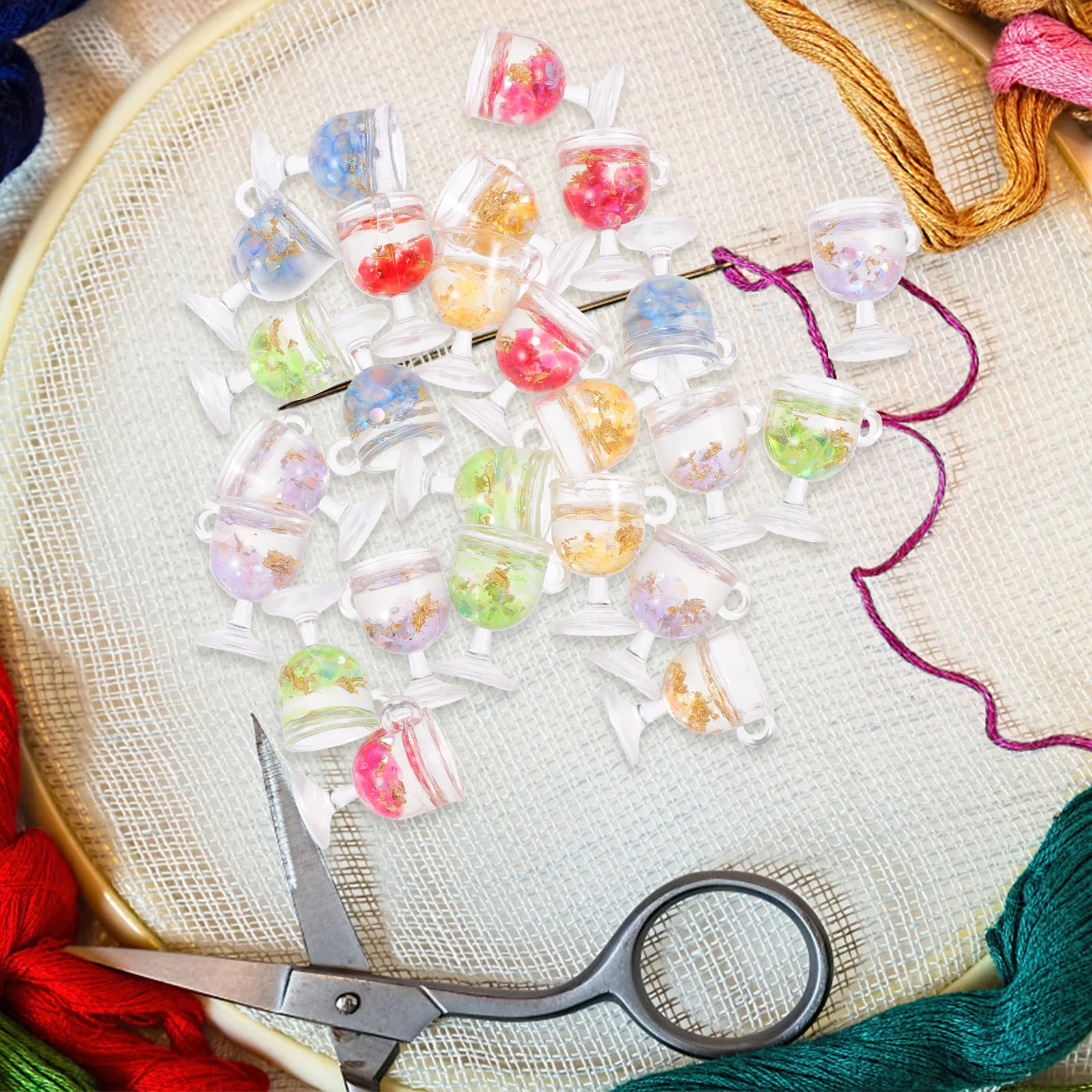 25 قطعة كأس الراتنج الصغيرة دلايات المعلقات التقليد DIY بها بنفسك مجوهرات قلادة أقراط المفاتيح حقيبة يد كأس السحر