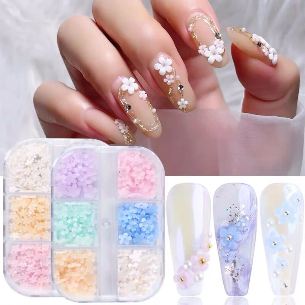 6in1 Color-Changed Flower Nail art Decors 3+6mm 5Petals Japanese-Style Trendy Floret Decors DIY 400&800pcs Nail 3D Accessory#5-6