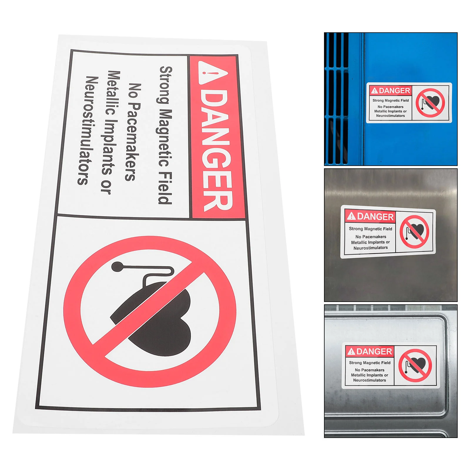 Warning Stickers Magnetic Field Caution Sign No Pacemaker Signs Label Metal Decal Adhesive