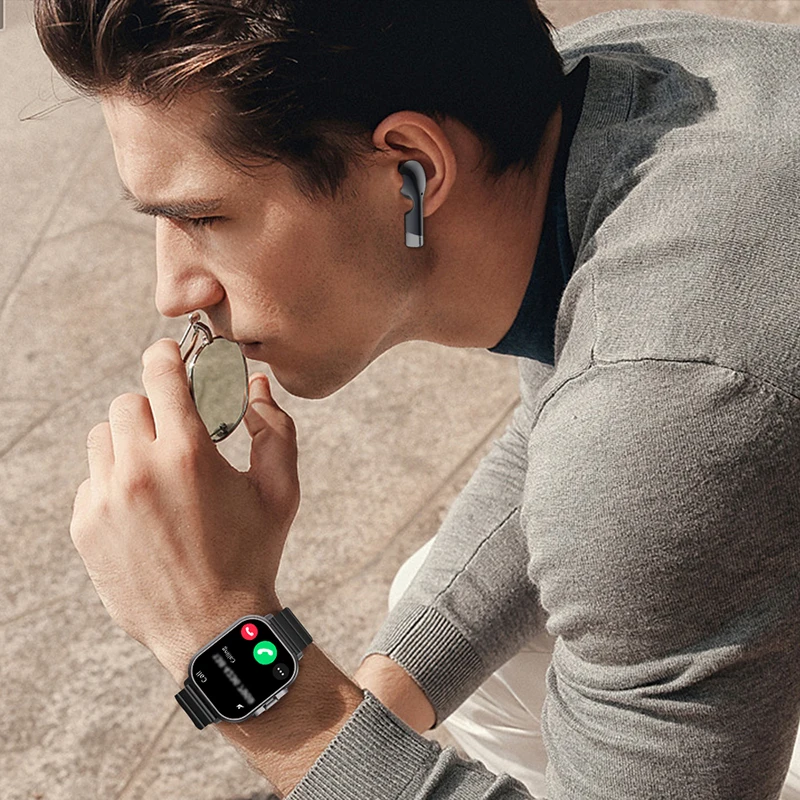 

Original Smart Watch D8 With Earbuds, Healthy Monitoring Of Heart Rate, Blood Oxygen, Sleeping and Fitness Records, Reminders