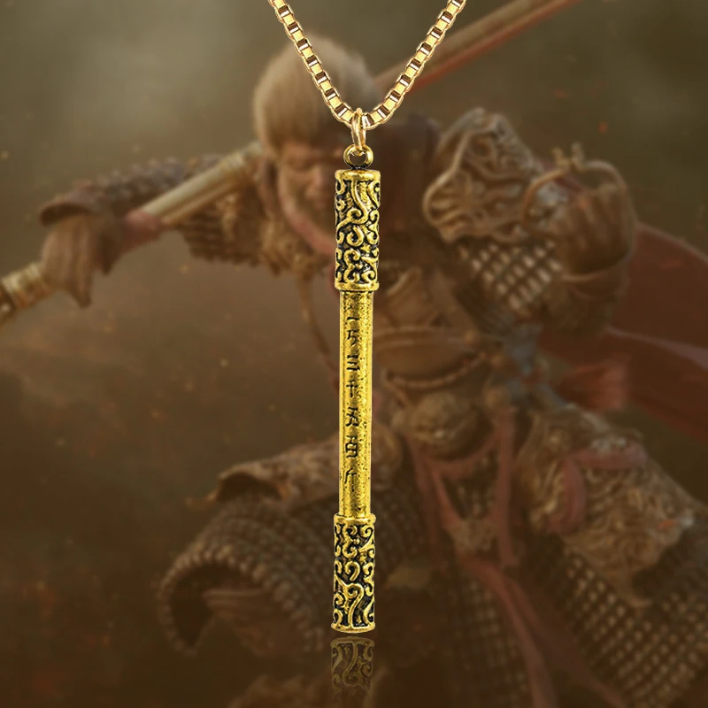 Fashionable New Sun Wukong Golden Cudgel Dinghai Pin Necklace Hip Hop Trend Party Charm Jewelry For Men  Women