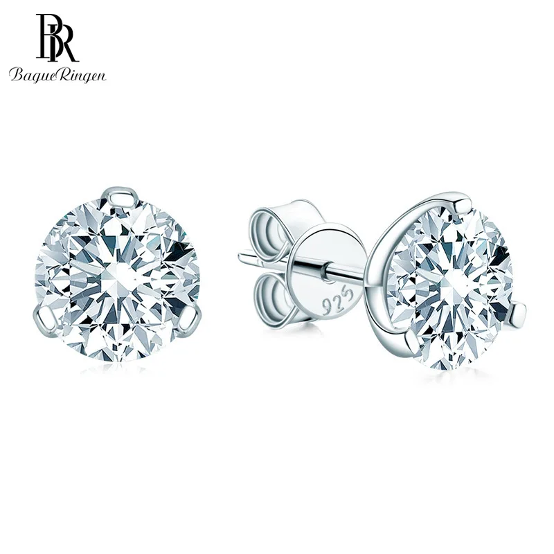 

Bague Ringen 925 Sterling Silver Moissanite Diamond Earrings For Women Simple 1.5 Carat Round Shape Wedding Party Female Gifts