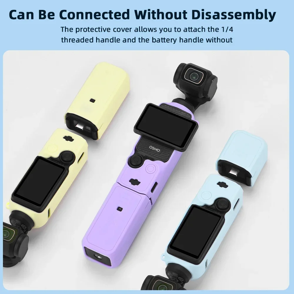 BRDRC Silicone Case for DJI OSMO Pocket 3 Gimbal Camera Protective Cover Anti-Scratch with Anti-lost Rope Camera Accessories