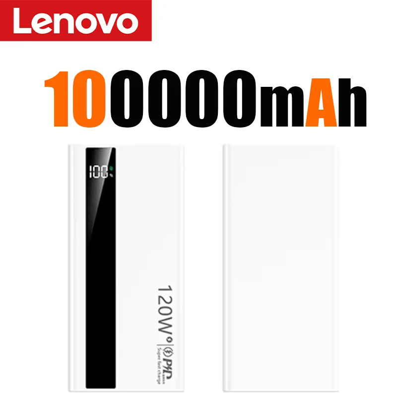 Lenovo 120W 500000mAh Power Bank Hoge capaciteit Supersnel opladen Draagbare externe batterij PowerBank voor iPhone Samsung 2026 Nieuw