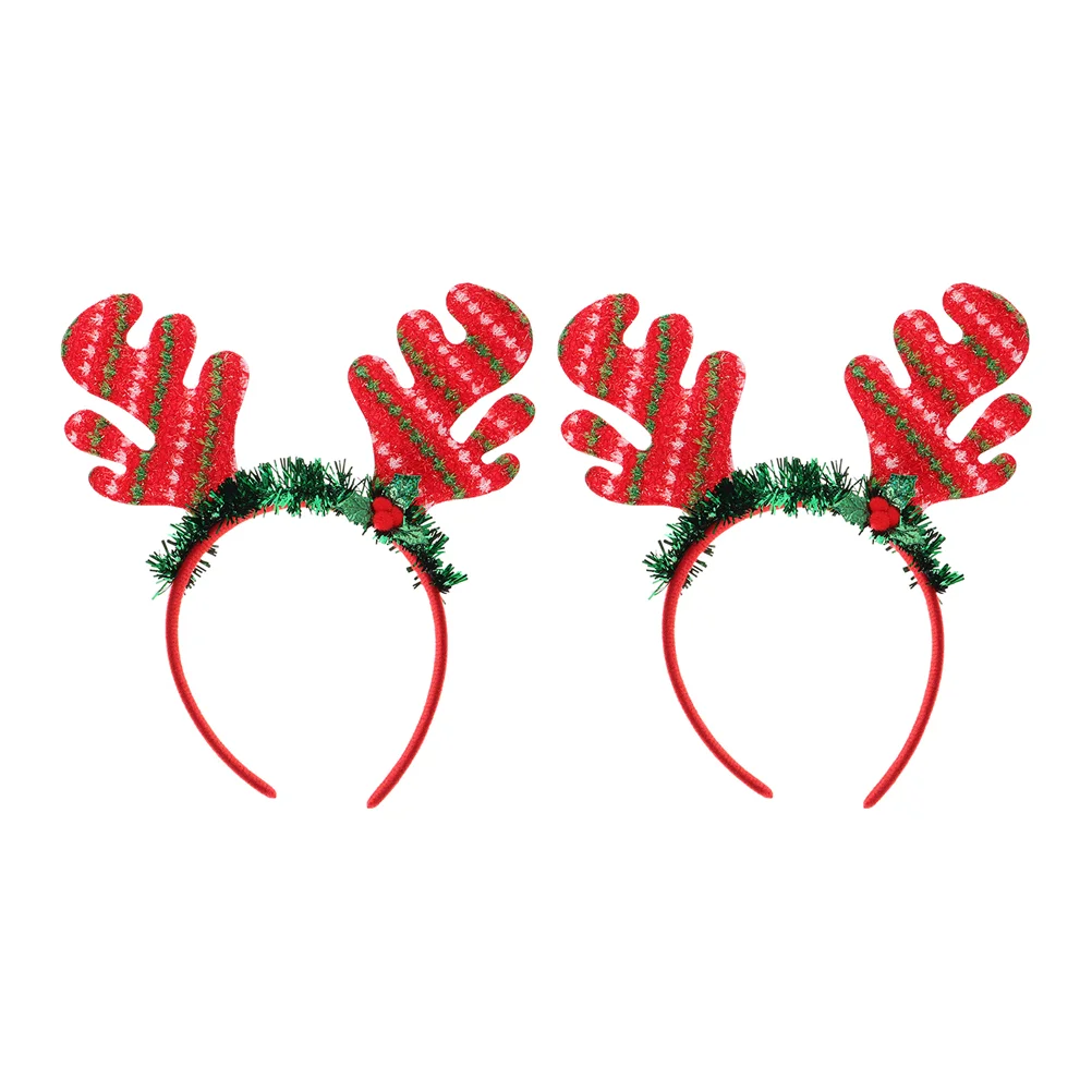 

2 Pcs Halloween Costumes Christmas Headband Antler Hair Accessories Antlers Headwear Headdress Red Deer Reindeer Baby