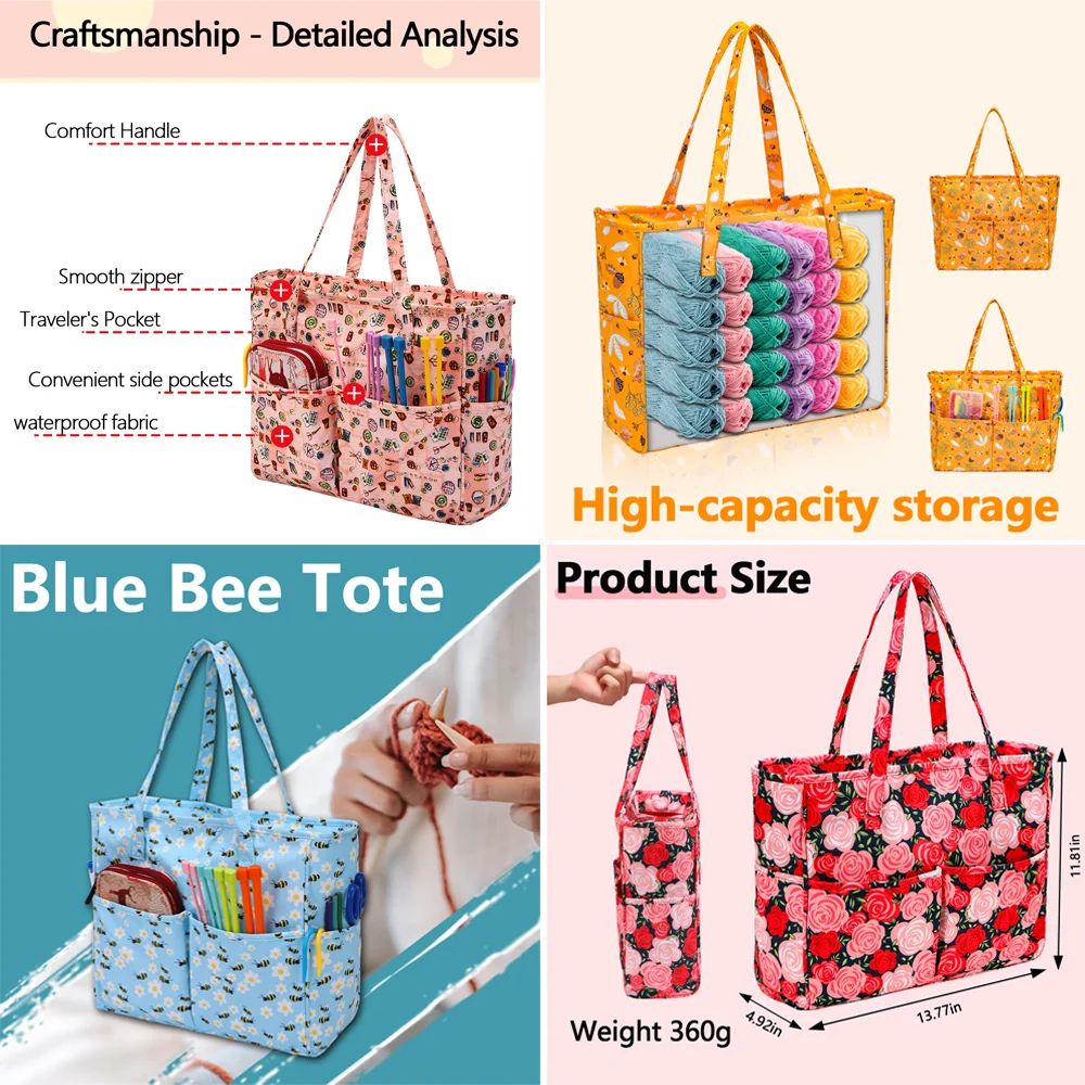 

Crochet Yarn Backpack Knitting Bags Wool Storage Bag Sewing Accessory Storage Comfortable Durable Tote Organizer Supplies