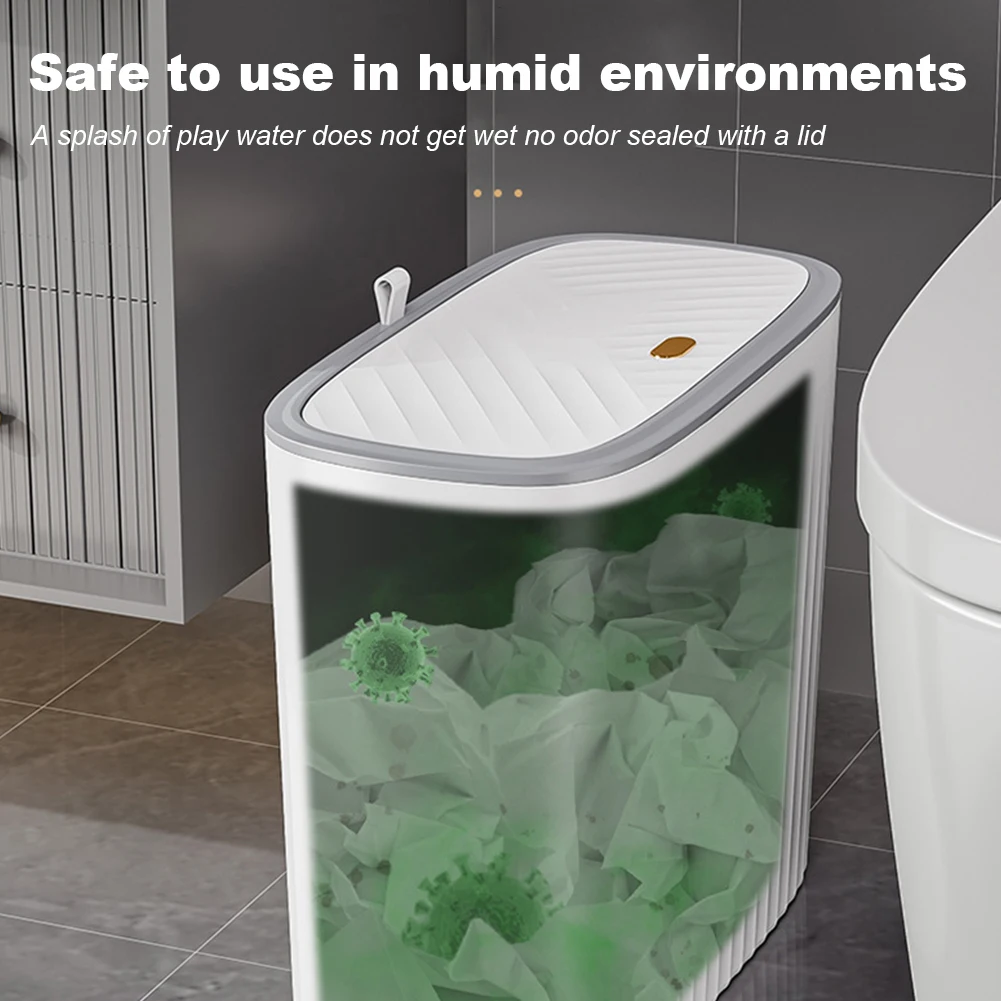 12L ゴミ箱 無臭 狭いゴミ箱 省スペース バスルーム収納バケツ 防水 プレス式 キッチン トイレ用