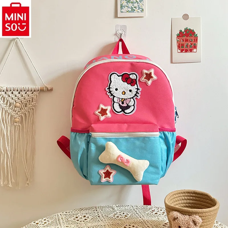 MINISO Sanrio Cute Color Contrast Hello Kitty Cartoon Sweet and Fresh School Bag Student Large Capacity Fashion Backpack